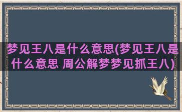 梦见王八是什么意思(梦见王八是什么意思 周公解梦梦见抓王八)